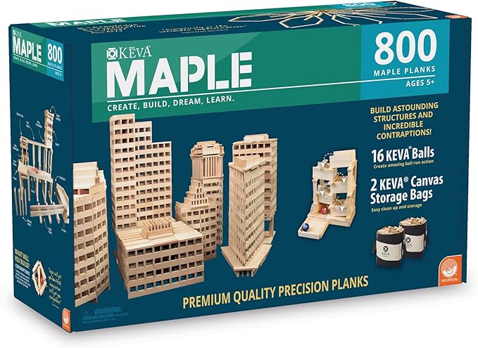 MindWare KEVA Maple 800 Plank Wooden Building Blocks Set