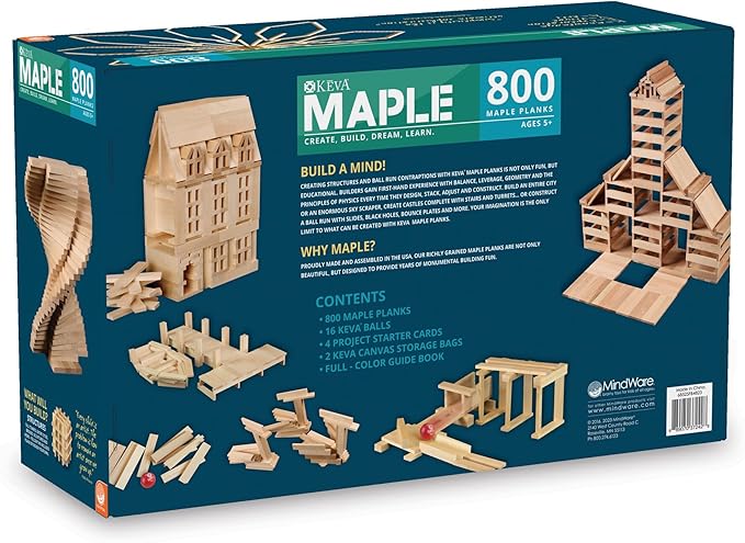 MindWare KEVA Maple 800 Plank Wooden Building Blocks Set