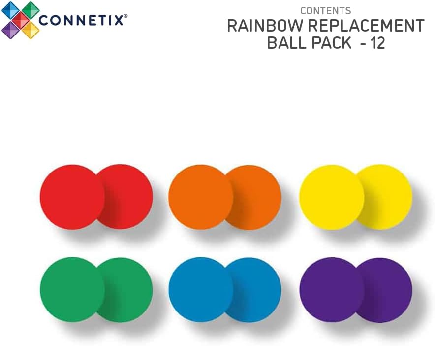 CONNETIX Rainbow Replacement Ball Pack, 12 Pieces