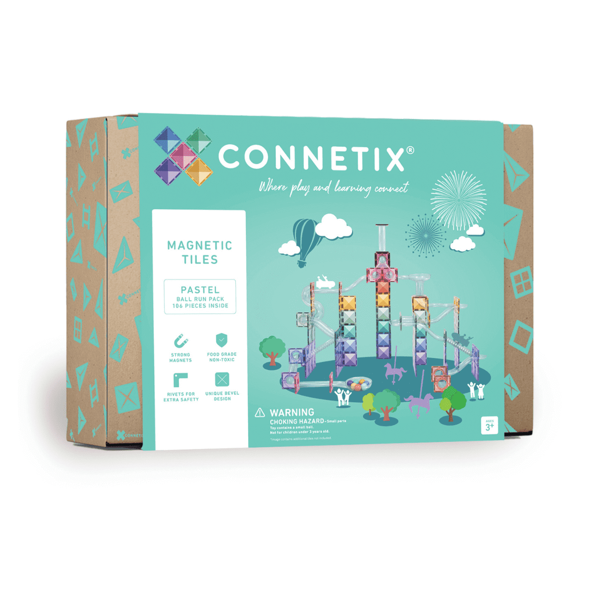 Connetix Magnetic Tiles 106 Piece Pastel Ball Run