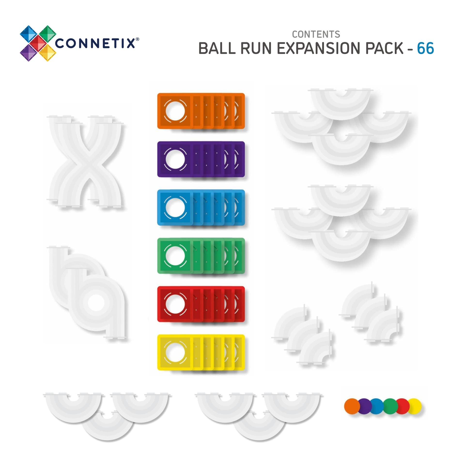 Connetix Magnetic Tiles 66 Piece Ball Run Expansion Pack