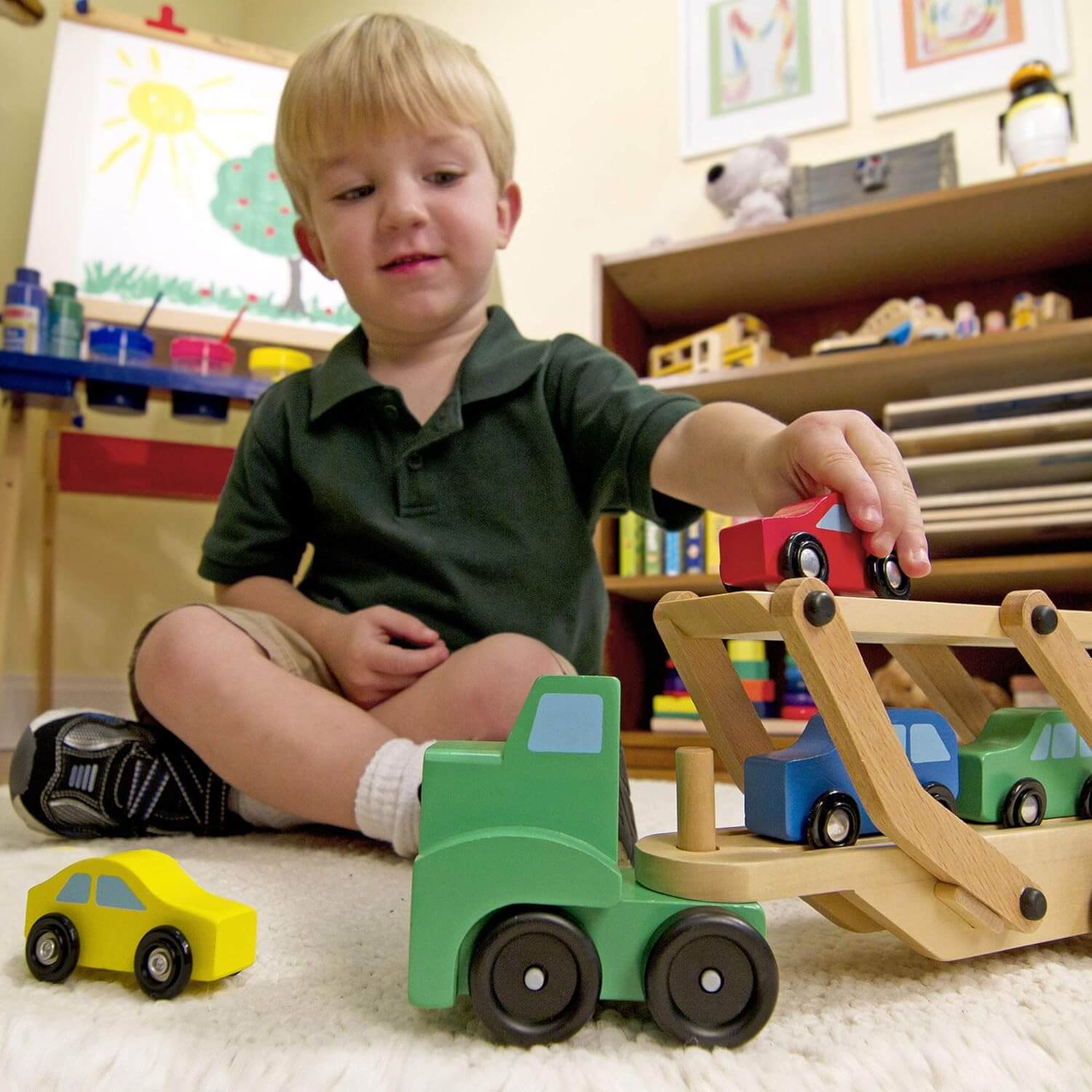 Car Transporter Wooden Toy Truck and Cars Set Melissa & Doug