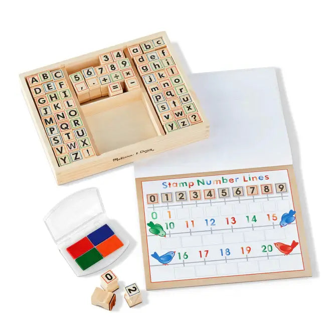 Melissa & Doug Deluxe Wooden Stamp Set ABC 123