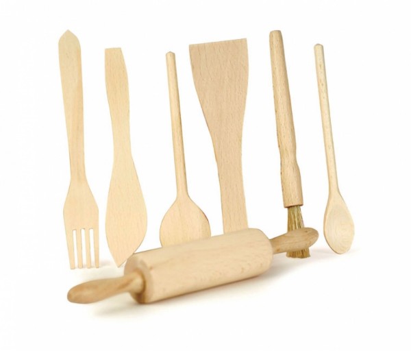 Set of 7 Wooden Kitchen Utensils