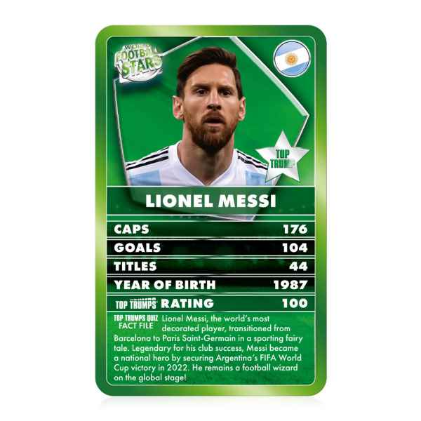 World Football Stars 2024 Green Top Trumps Card Game