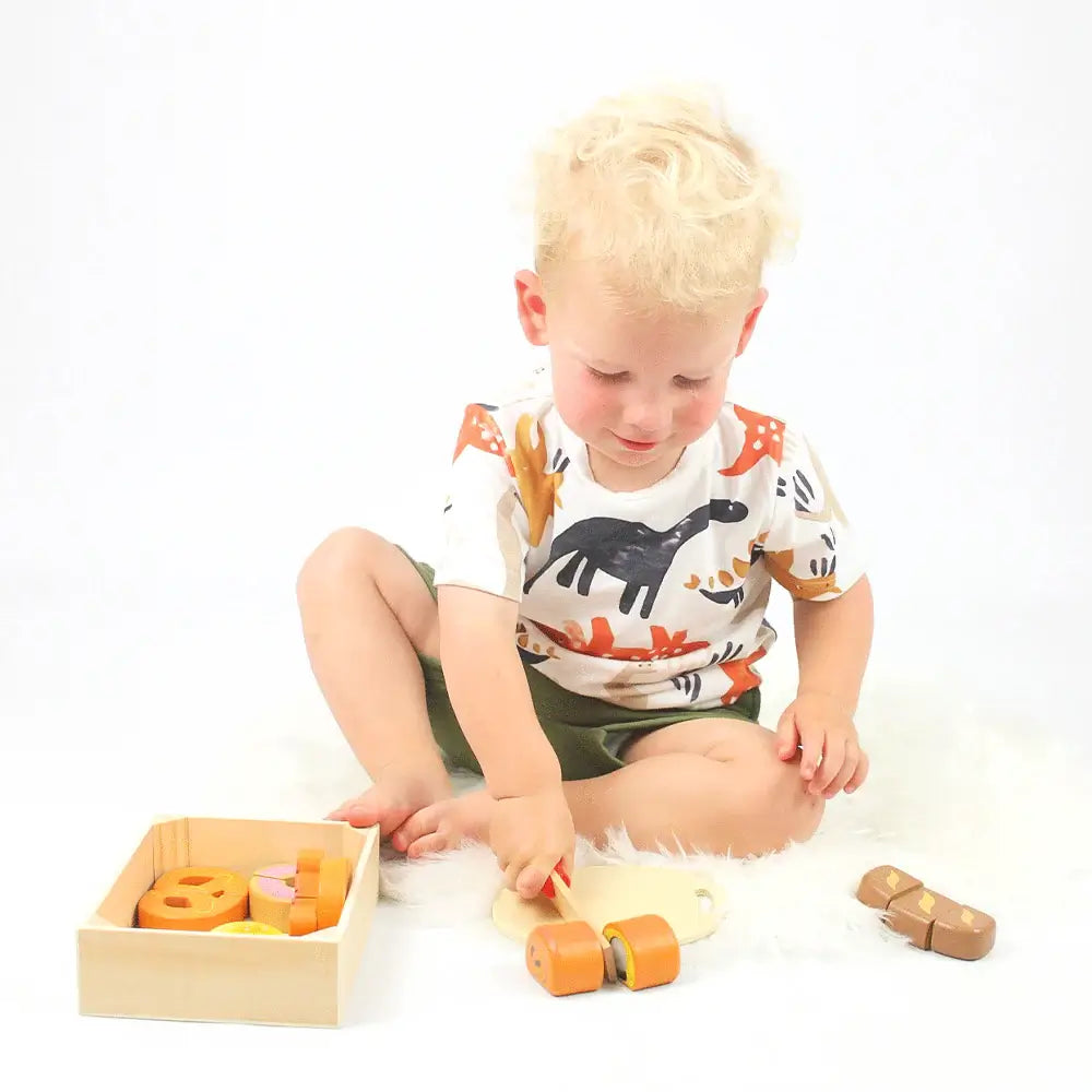 Cutting Bread and Pastries Crate Wooden Play Food