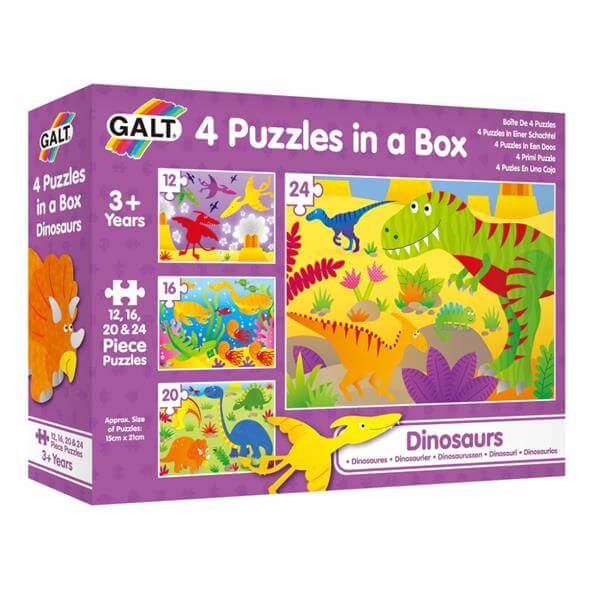 Galt 4 Puzzles In A Box Dinosaurs