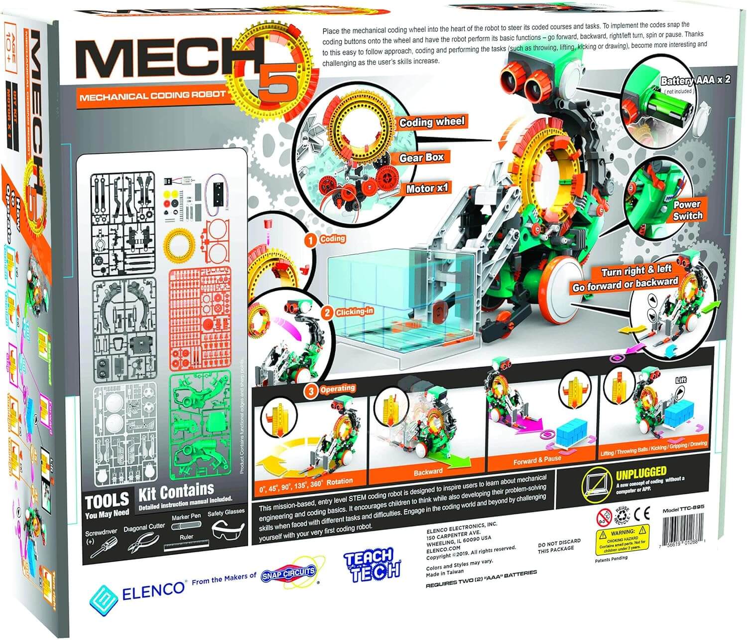 Snap Circuits Teach Tech Mech 5, Mechanical Coding Robot