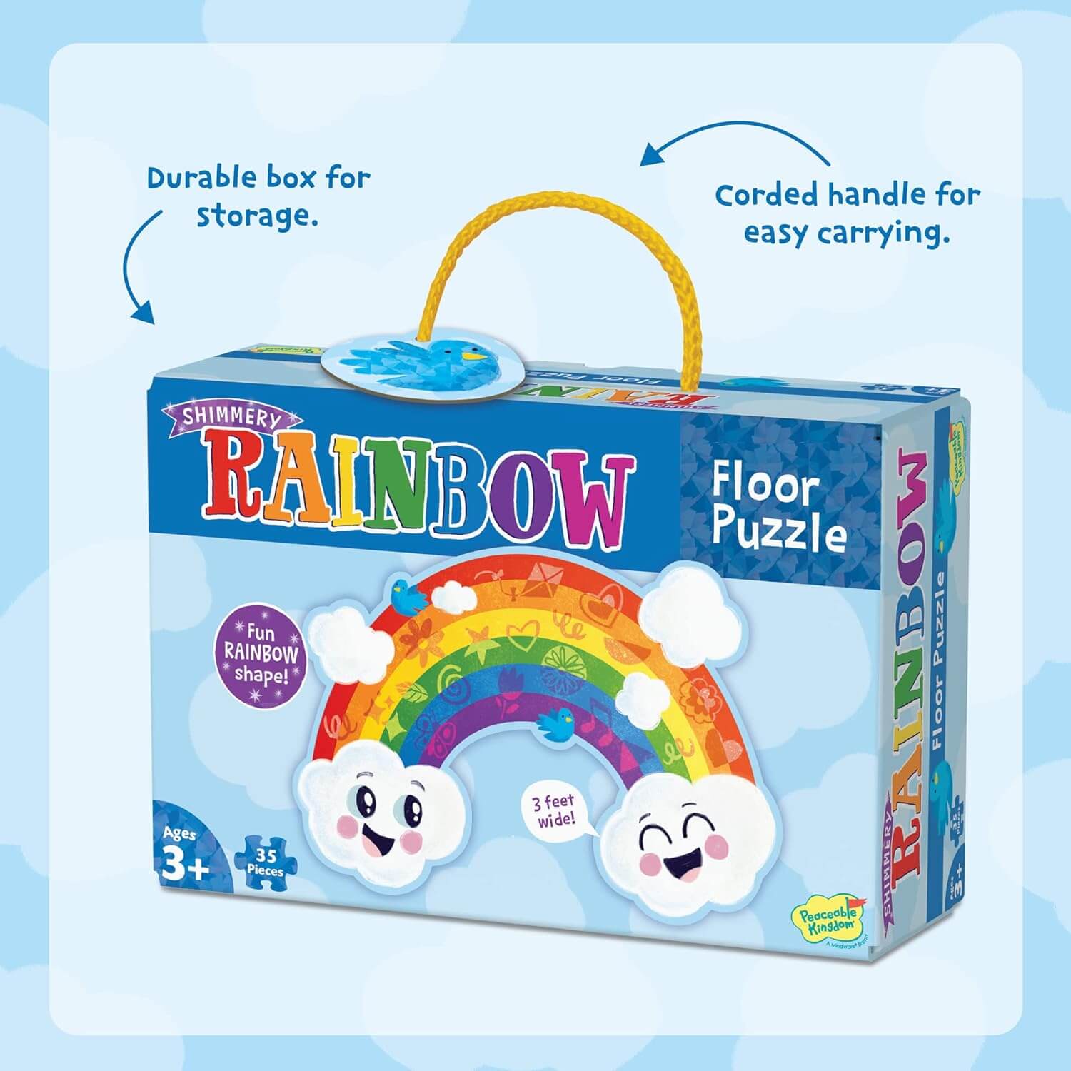 Peaceable Kingdom Shimmery Rainbow Floor Puzzle - 3 Feet Wide - 35 Pieces