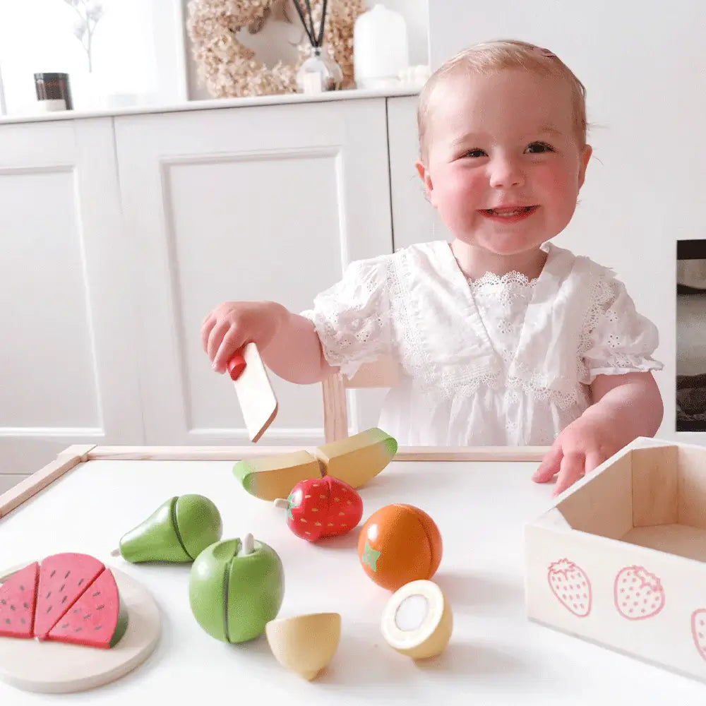 Cutting Fruit Crate Wooden Play Food