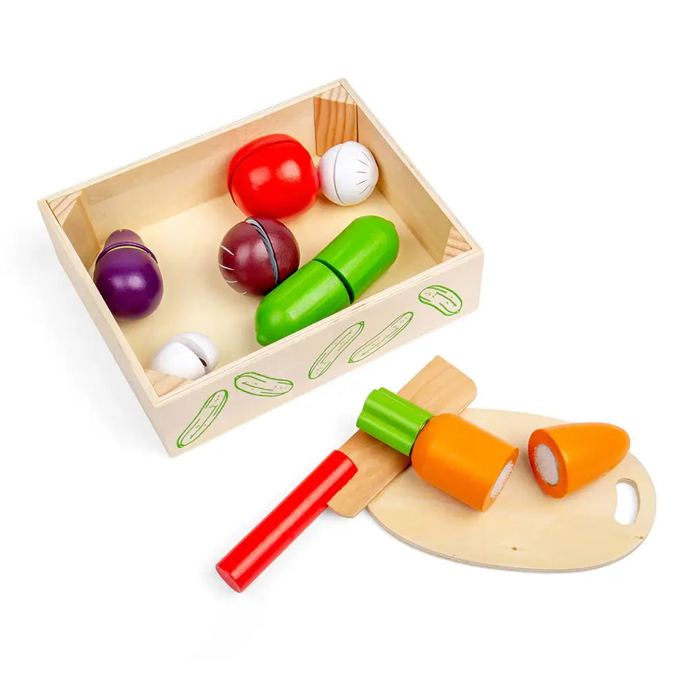 Cutting Veg Crate Wooden Play Food