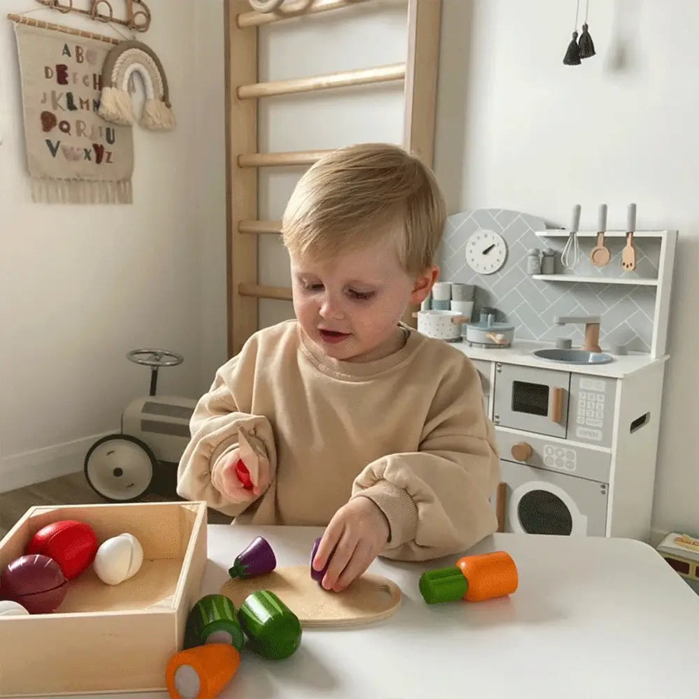 Cutting Veg Crate Wooden Play Food