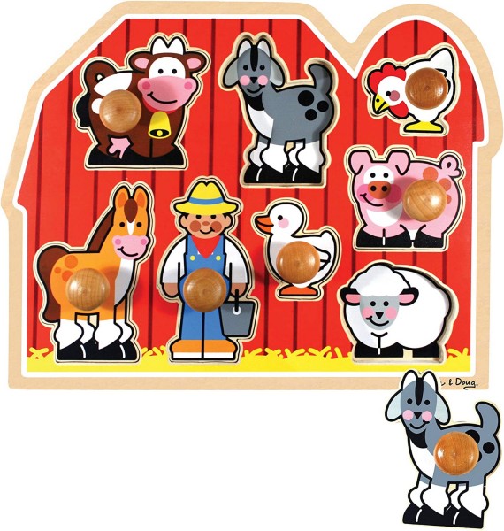 Melissa & Doug Farm Friends Large Wooden Peg Puzzle