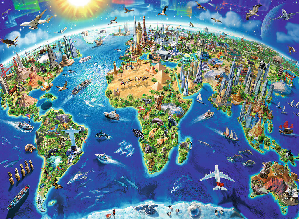 Ravensburger World Landmarks Map XXL 200pc Jigsaw Puzzle