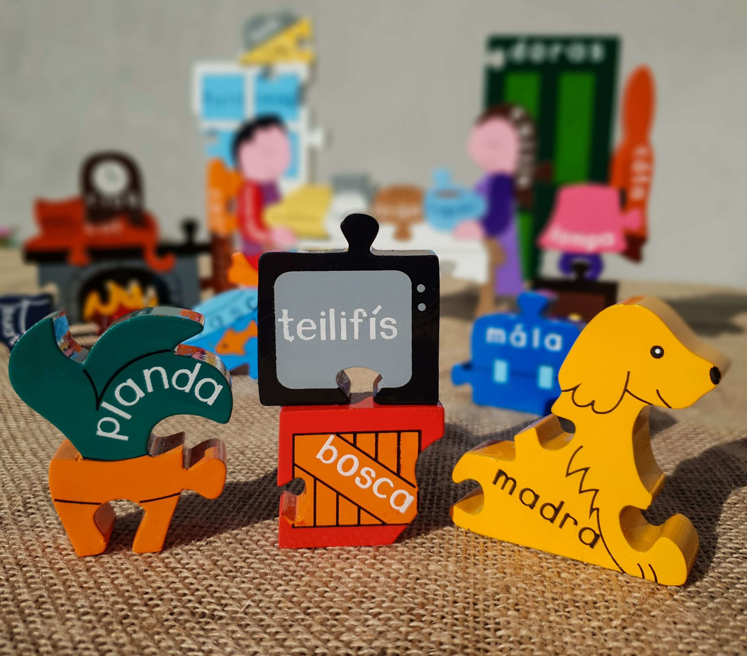 Wooden Sa Bhaile (At Home) Jigsaw as Gaeilge