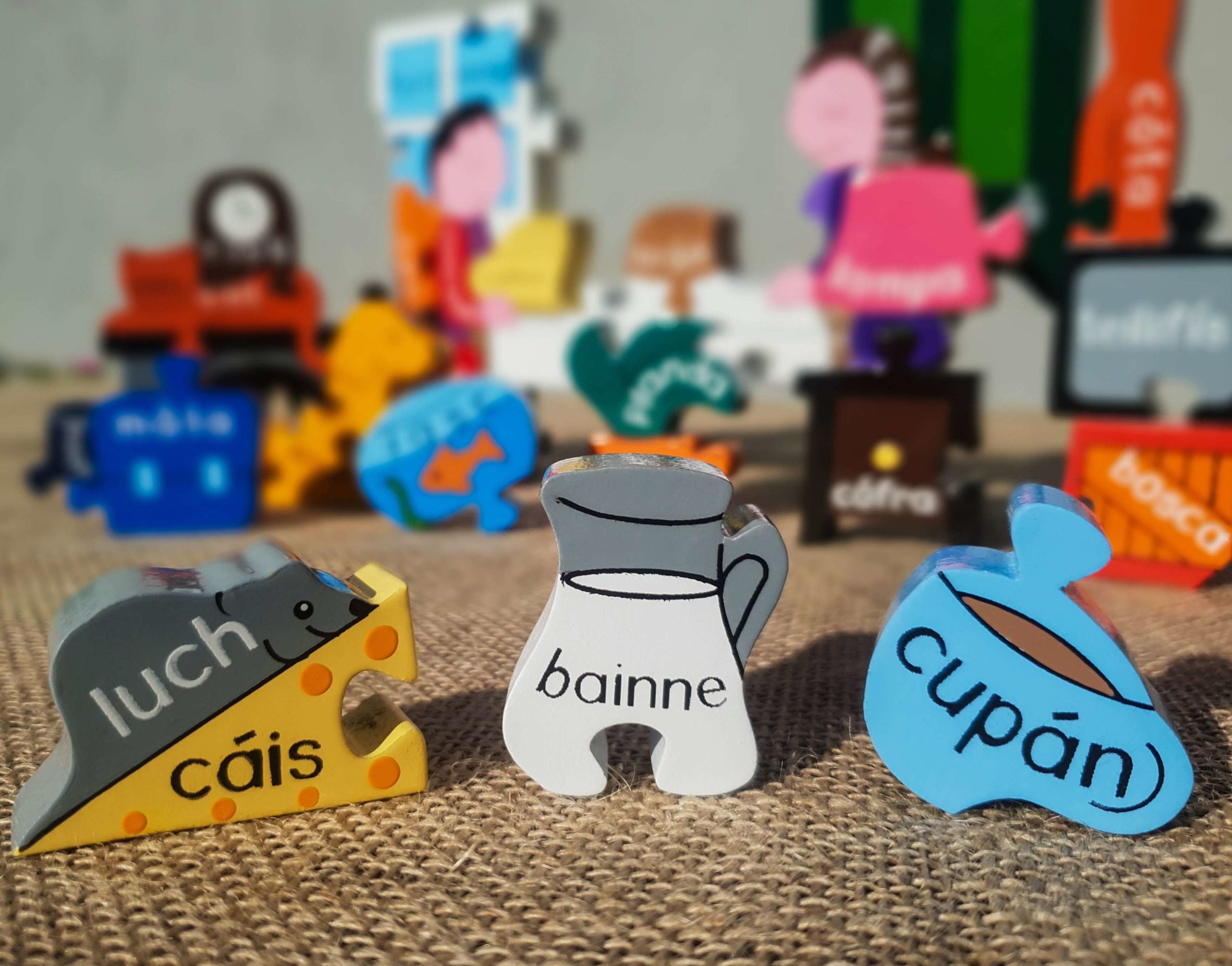 Wooden Sa Bhaile (At Home) Jigsaw as Gaeilge