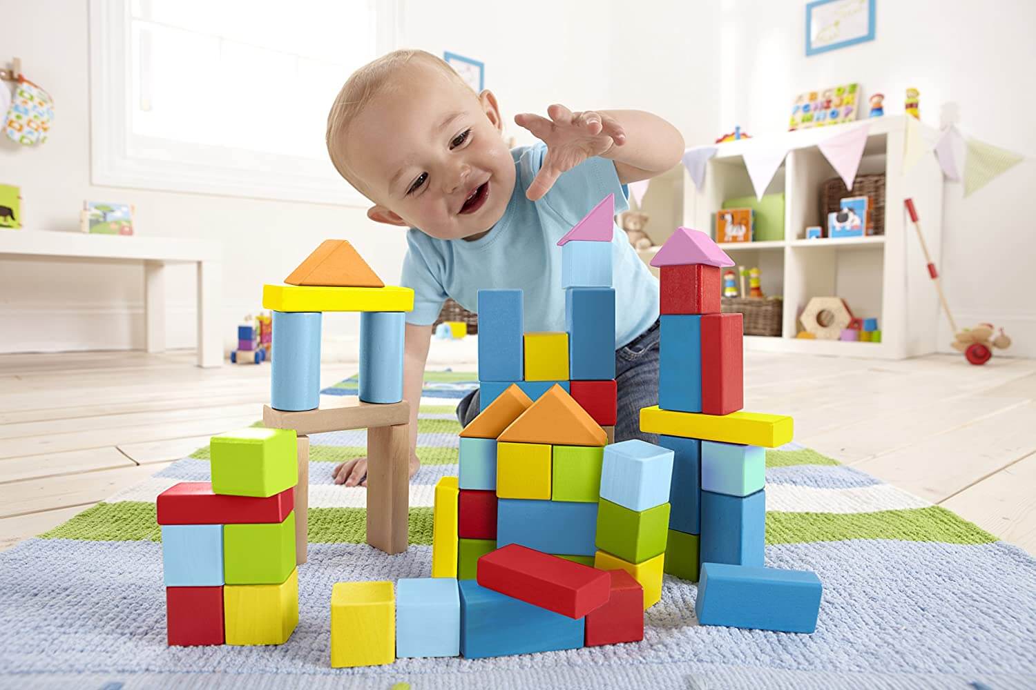 Wooden Beech Building Blocks Multicolor Hape