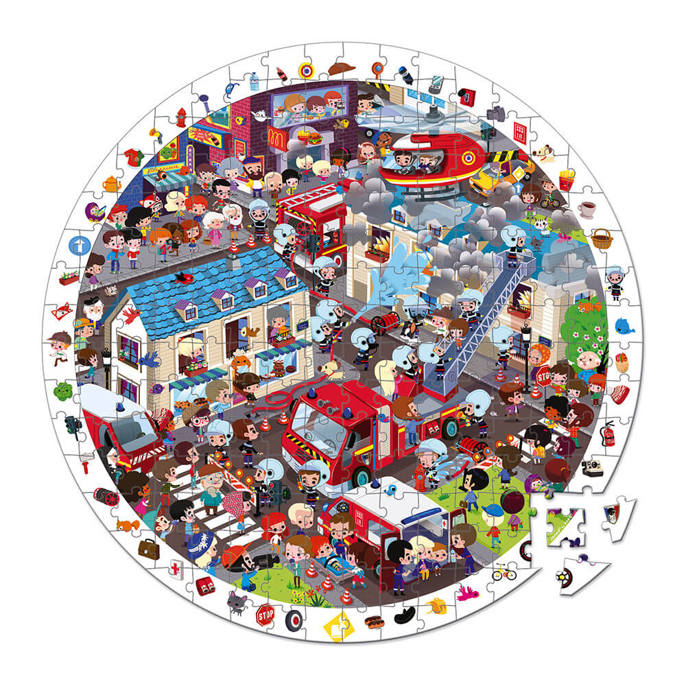 Round Observation Puzzle Fireman 208 Pieces